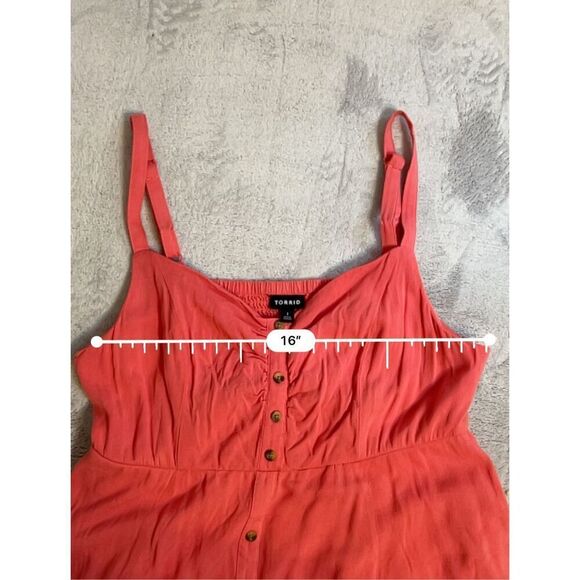 TORRID Midi Textured Woven Button-Front Dress SZ 1 - Picture 8 of 10